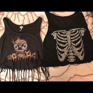skeleton pacsun crop top duo